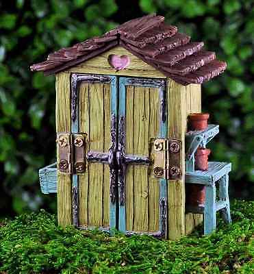Garden Shed Country Mini Fairy House Hinged working Doors Cottage Fairy Garden Miniature - Baby Feathers Gift Shop