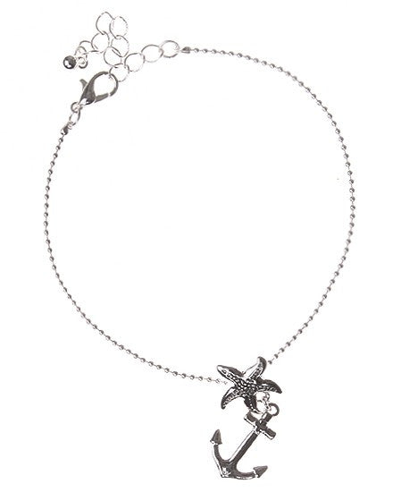 Anchor & Starfish Chain Anklet Bracelet - Baby Feathers Gift Shop
