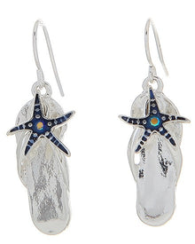  Flip Flop with Blue Stone Starfish Earrings - Baby Feathers Gift Shop