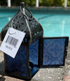 Calm Blue Glass Casablanca Tea Light Lantern Zen Garden Fairy Garden Miniature - Baby Feathers Gift Shop