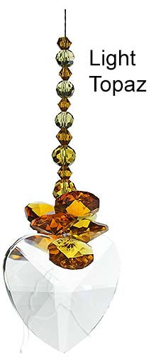  40mm Crystal Heart: Topaz, Clear Crystal Octagons Cluster Suncatcher - Baby Feathers Gift Shop