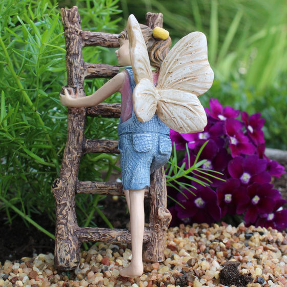 Gracie with Ladder Mini Fairy: Dollhouse, Fairy Garden Miniature - Baby Feathers Gift Shop