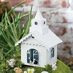 Miniature Metal Chapel: Fairy Garden, Barnyard, Country Village, Dollhouse Miniatures - Baby Feathers Gift Shop