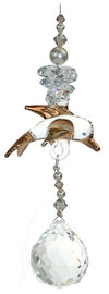 Dolphin Gold Accents 20mm Crystal Suncatcher: Light Catcher Ornament - Baby Feathers Gift Shop