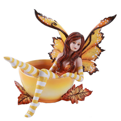 Amy Brown Autumn Cup Faery: Spice Tea Cup Fairy Collection - Baby Feathers Gift Shop
