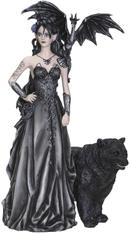 Mistress of Lycani Winged Dragon, Black Bear Fairy Gothic Figurine Statue Artist Nene Thomas - Baby Feathers Gift Shop