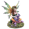 Green Gaia Earth Tribal Fairy, Purple Baby Dragon Wyrmling Fantasy Figurine - Baby Feathers Gift Shop