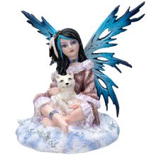  Winter Frozen Tribal Fairy With Snow Wolf Cub Fantasy Figurine - Baby Feathers Gift Shop