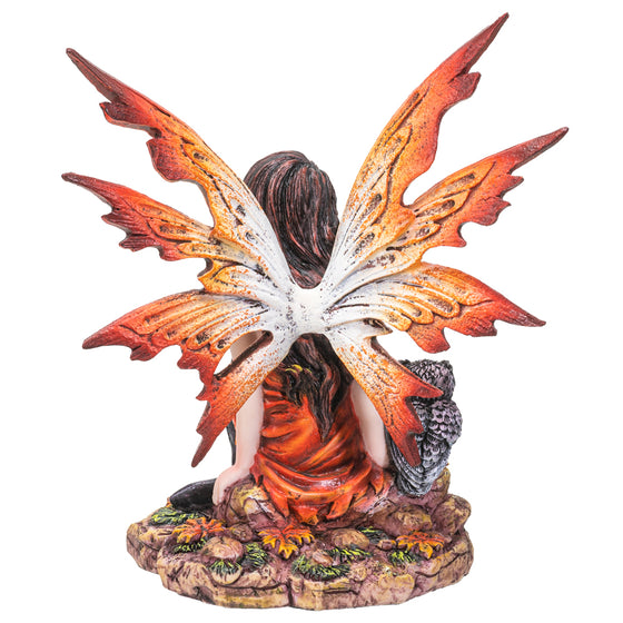 Autumn Forest Tribal Fairy with Baby Owl Figurine - Baby Feathers Gift Shop