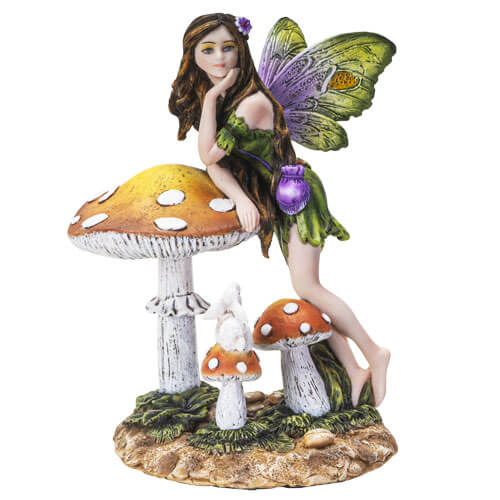 Spring Mushroom Forest Fairy with Baby Bunny - Baby Feathers Gift Shop