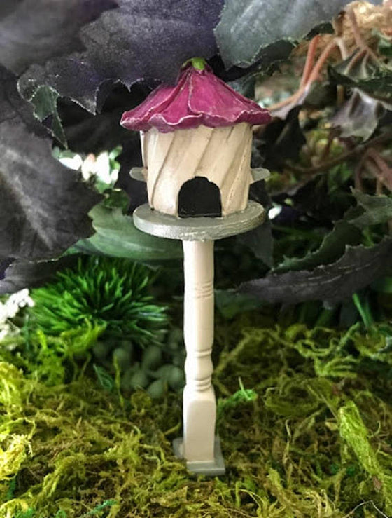 Hollyhock BirdHouse Free Standing Fairy Garden Miniature Accessories - Baby Feathers Gift Shop