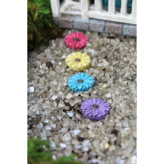 Colorful Flower Stepping Stones set of 4: Fairy Garden Landscaping walkway - Baby Feathers Gift Shop