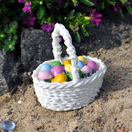 Mini White Easter Basket Fairy Garden Holiday - Baby Feathers Gift Shop