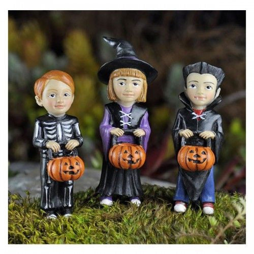 Trick or Treat Halloween Kids 3 pc set Mini Fairy Dollhouse: Fall Fairy Garden Holiday Theme - Baby Feathers Gift Shop