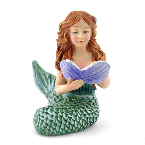 Mermaid Reading Shell Book: Fairy Backyard Beach Miniature Garden - Baby Feathers Gift Shop