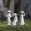 Vietnamese Ladies dressed in Traditional Áo Dài: Zen Garden Fairy Garden Miniatures - Baby Feathers Gift Shop
