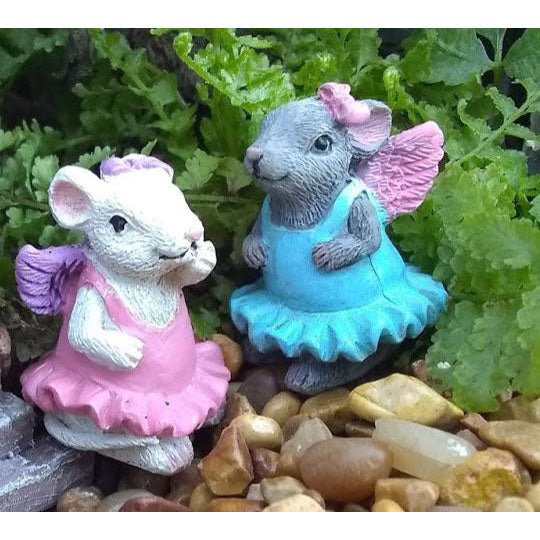 Ballet Sisters Mini Fairy: Mouse Animal Fairy Garden Miniature: Dollhouse Miniatures - Baby Feathers Gift Shop
