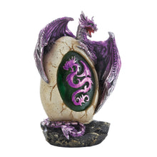  Purple Dragon Hatchling Perched on LED Egg Figurine - Baby Feathers Gift Shop