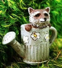 Ricky the Garden Raccoon Animal Miniature Barnyard: Fairy Garden; Dollhouse Miniature - Baby Feathers Gift Shop