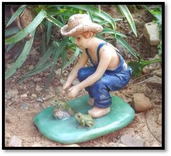 Luke Frog Catching Fairy Garden Miniature; Dollhouse Mini - Baby Feathers Gift Shop