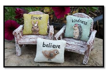 Words to Live By Miniature Fairy Garden Dollhouse Pillows - Baby Feathers Gift Shop
