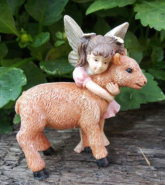 Darci Rae & Baby Lamb Barnyard Fairy: Fairy Garden Miniature: Dollhouse Mini - Baby Feathers Gift Shop