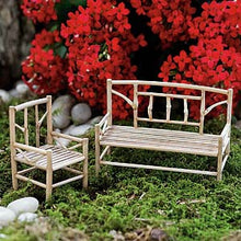  Bamboo Miniature Chair & Bench Fairy Garden Furniture - Baby Feathers Gift Shop