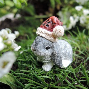 Santa Bunny Miniature Barnyard Animal: Fairy Garden Holiday Theme - Baby Feathers Gift Shop