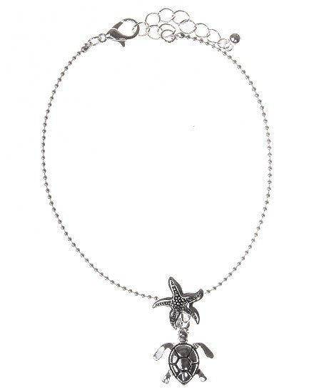 Sea Turtle & Starfish Chain Anklet Bracelet - Baby Feathers Gift Shop