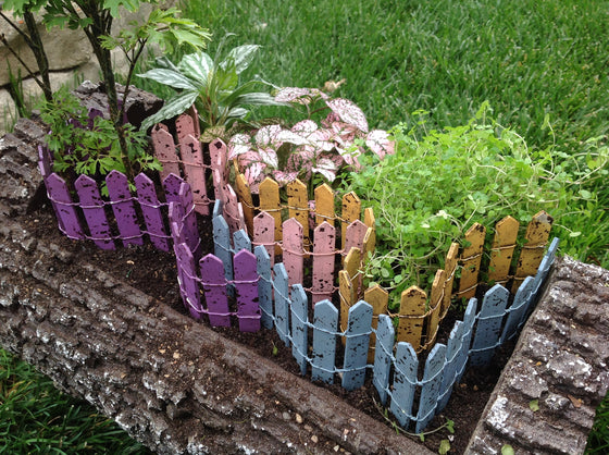 Cheerful Colorful Picket Fence: Fairy Garden Landscaping Miniature - Baby Feathers Gift Shop