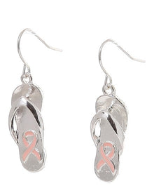  Flip Flop with Pink Ribbon Earrings - Baby Feathers Gift Shop