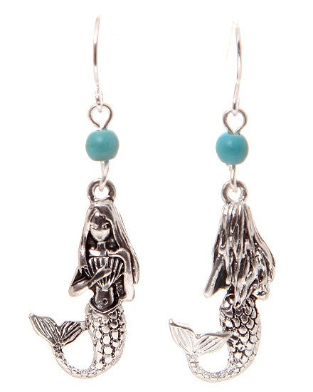 Mermaid 3 D Earrings: Fish Hook & Clip On - Baby Feathers Gift Shop