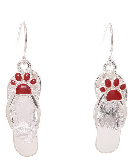Flip Flop & Paw Print Fish Hook Earrings - Baby Feathers Gift Shop