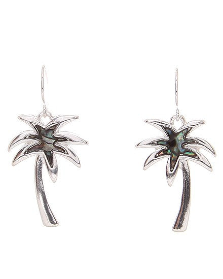 Palm Tree with Abalone Shell Earrings - Baby Feathers Gift Shop