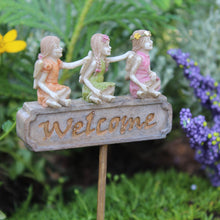  Welcome Mini Fairy Trio Sign: Fairy Garden Landscaping - Baby Feathers Gift Shop