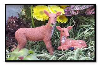 Doe & Fawn 2 pc set Animal Miniature Fairy Garden Woodland Forest Theme - Baby Feathers Gift Shop
