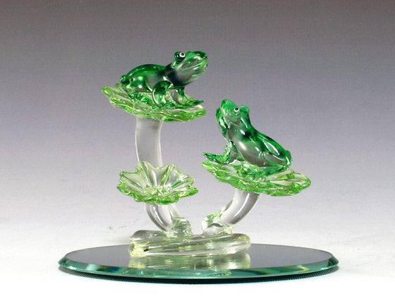 Two frogs on oval mirror base - Baby Feathers Gift Shop