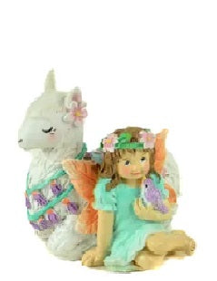 Fairy with napping Llama: Animal Miniature Barnyard: Fairy Garden Dollhouse - Baby Feathers Gift Shop