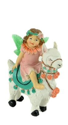  Fairy Riding a Llama: Animal Miniature Barnyard: Fairy Garden Dollhouse - Baby Feathers Gift Shop