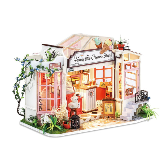 Ice Cream Shop DIY Miniature Dollhouse Kit: DIY Mini Village Kit - Baby Feathers Gift Shop