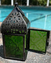 Earth Green Glass Casablanca Tea Light Lantern Zen Garden Fairy Garden Miniature - Baby Feathers Gift Shop