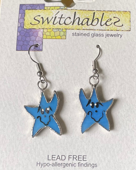 Stained Glass Starfish Hook Earrings: Switchables Earrings - Baby Feathers Gift Shop