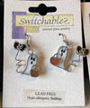 Trick or Treat Halloween Ghost & Bat Stained Glass Hook Earrings: Switchables Earrings - Baby Feathers Gift Shop