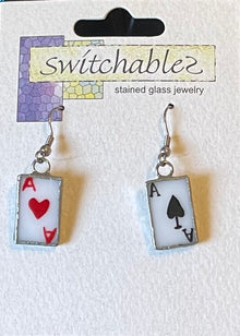  Aces Playing Card Stained Glass Earrings: Switchables Earrings - Baby Feathers Gift Shop