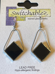  Black Diamond Stained Glass Hook Earrings: Switchables Earrings - Baby Feathers Gift Shop