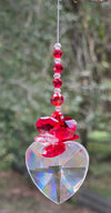 40mm Crystal Heart: Red, Clear Crystal Octagons Cluster Suncatcher - Baby Feathers Gift Shop