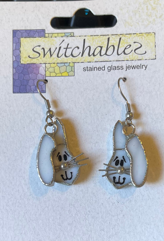 Bunny Rabbit Stained Glass Earrings: Switchables Earrings - Baby Feathers Gift Shop