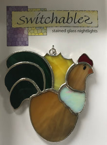  Country Rooster Stained Glass Ornament: Sun Catcher: Switchables Night Light Cover - Baby Feathers Gift Shop