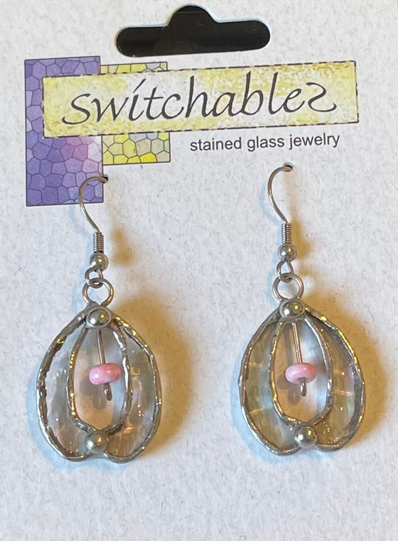 Swirl Deco Stained Glass Hook Earrings: Switchables Earrings - Baby Feathers Gift Shop