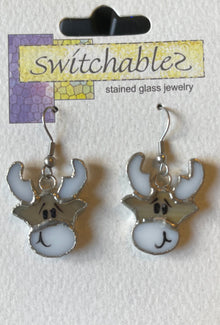  Reindeer Stained Glass Hook Earrings: Switchables Earrings - Baby Feathers Gift Shop
